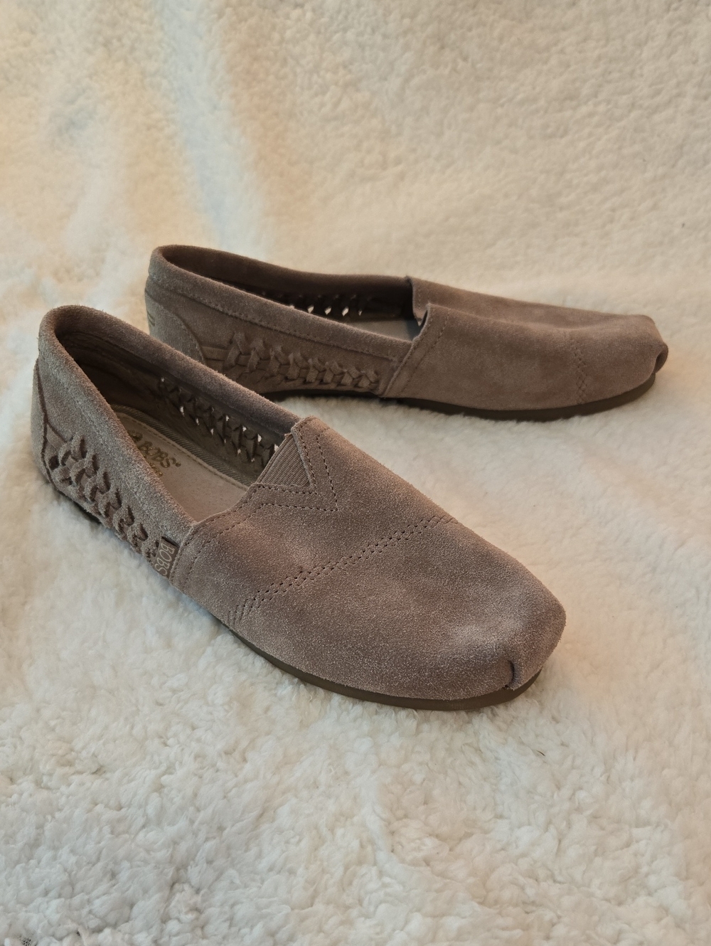 BOBS from Skechers Taupe Suede Slip-On Loafers